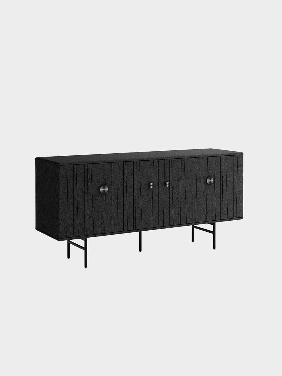 Cómoda de 4 puertas de madera maciza en acabado negro