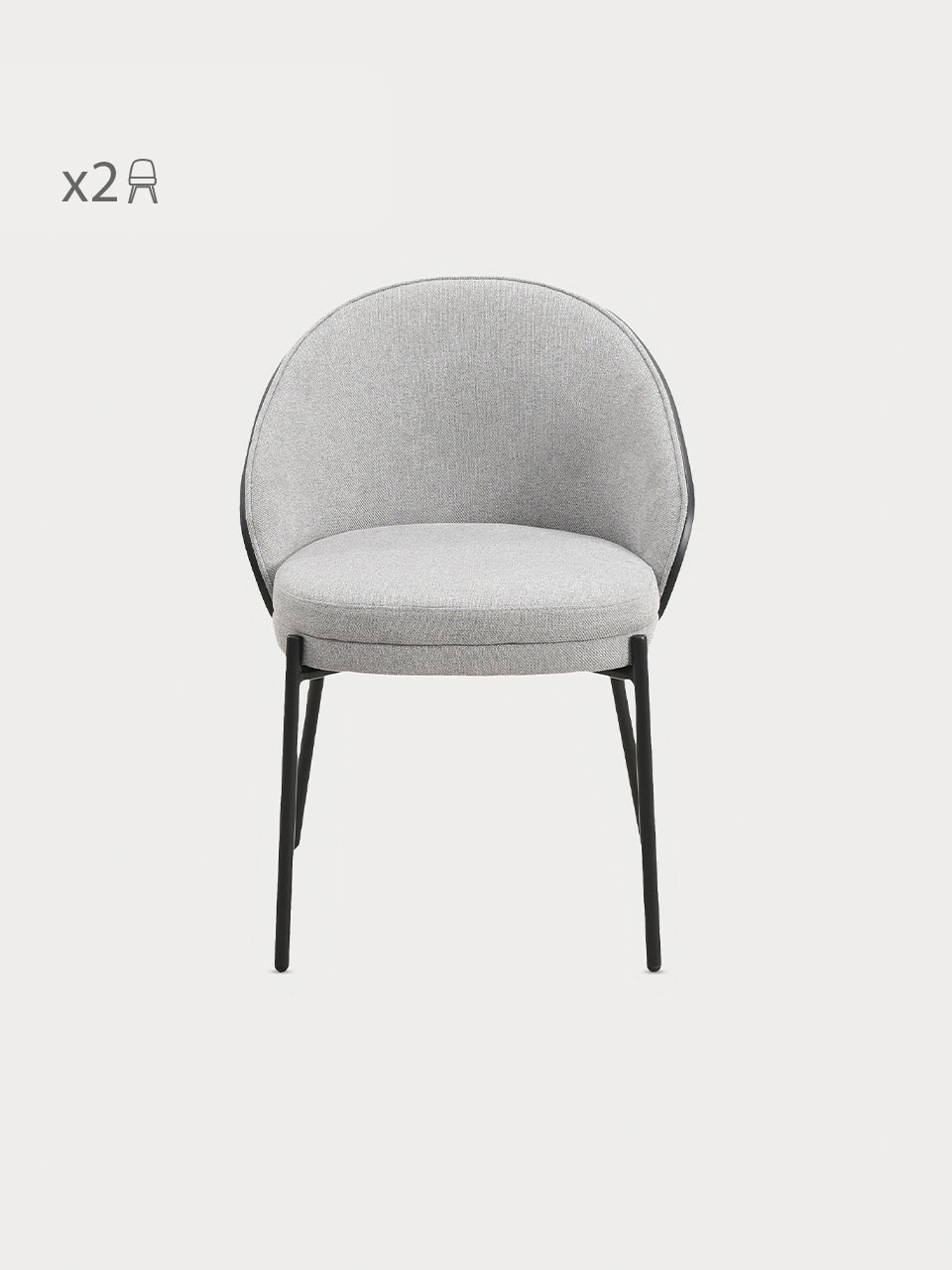 Silla en tejido gris y estructura de metal negro