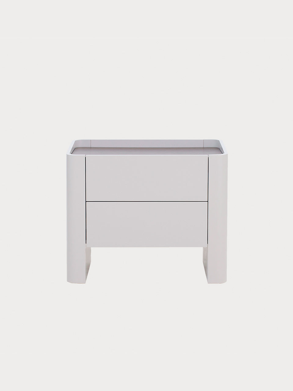 Mesa de diseño color beige con tablero de mader en vista frontal