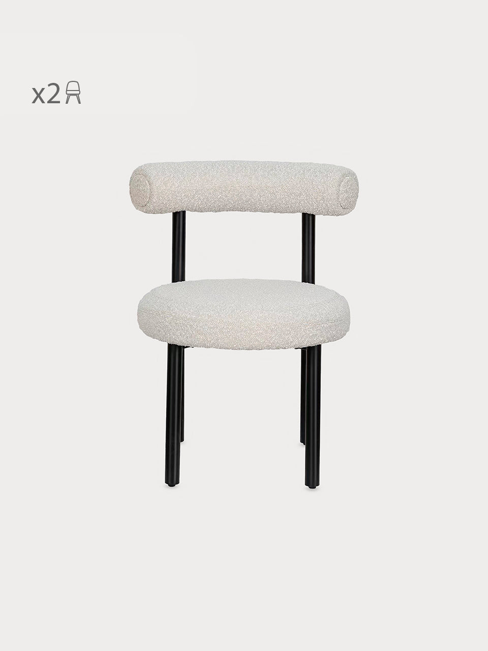 Silla Juliette en tejido de bouclé con respaldo en tubo