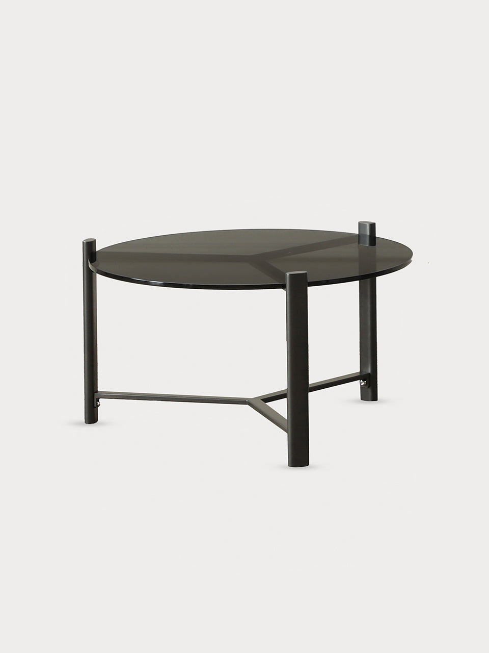 Mesa auxiliar de acero y cristal templado negro de 60,4x40 cm