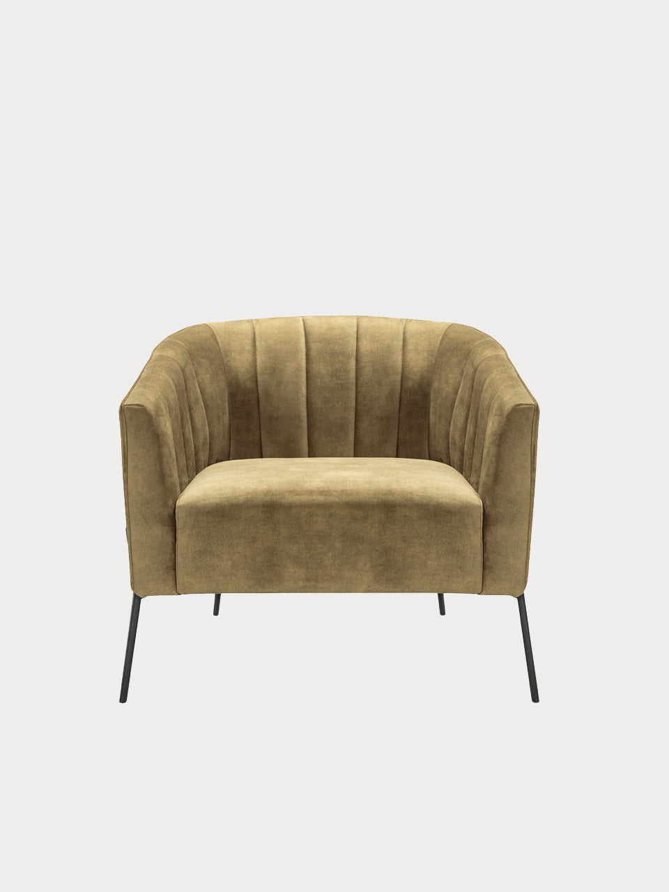 Sillón verde terciopelo en vista frontal