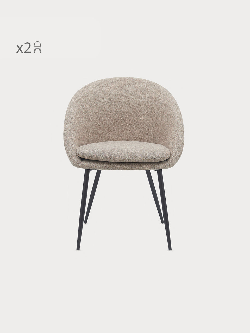 Silla cóctel en tejido beige y patas metálicas