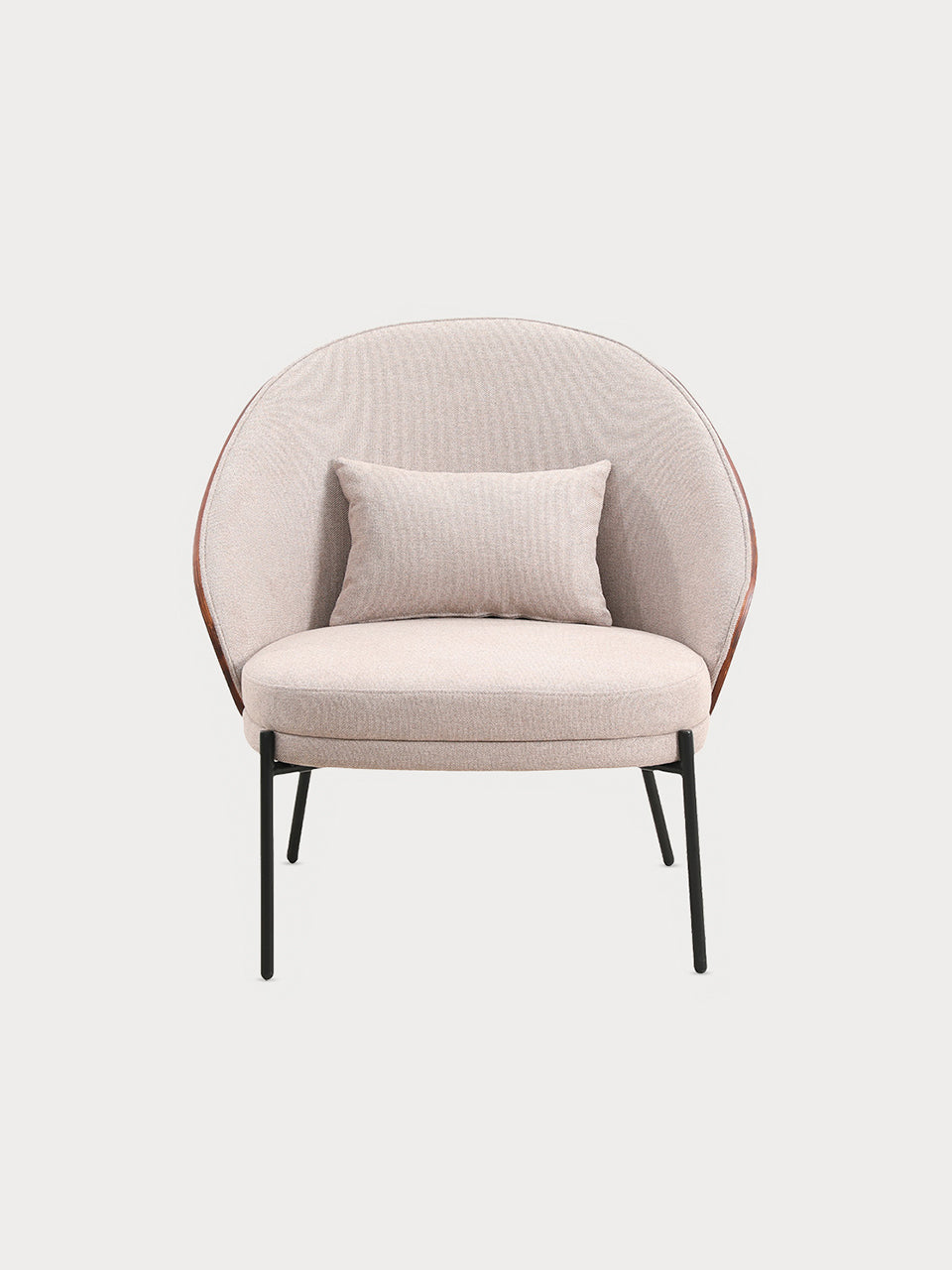 Sillón beige y madera de fresno en vista frontal