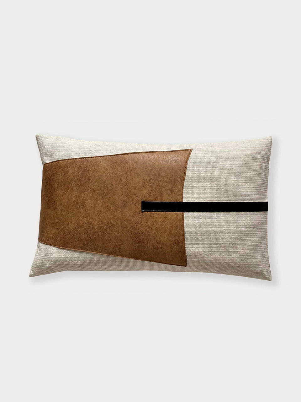 Cojín de color marrón tapizado en diversos materiales 30 x 50 cm con relleno incluido