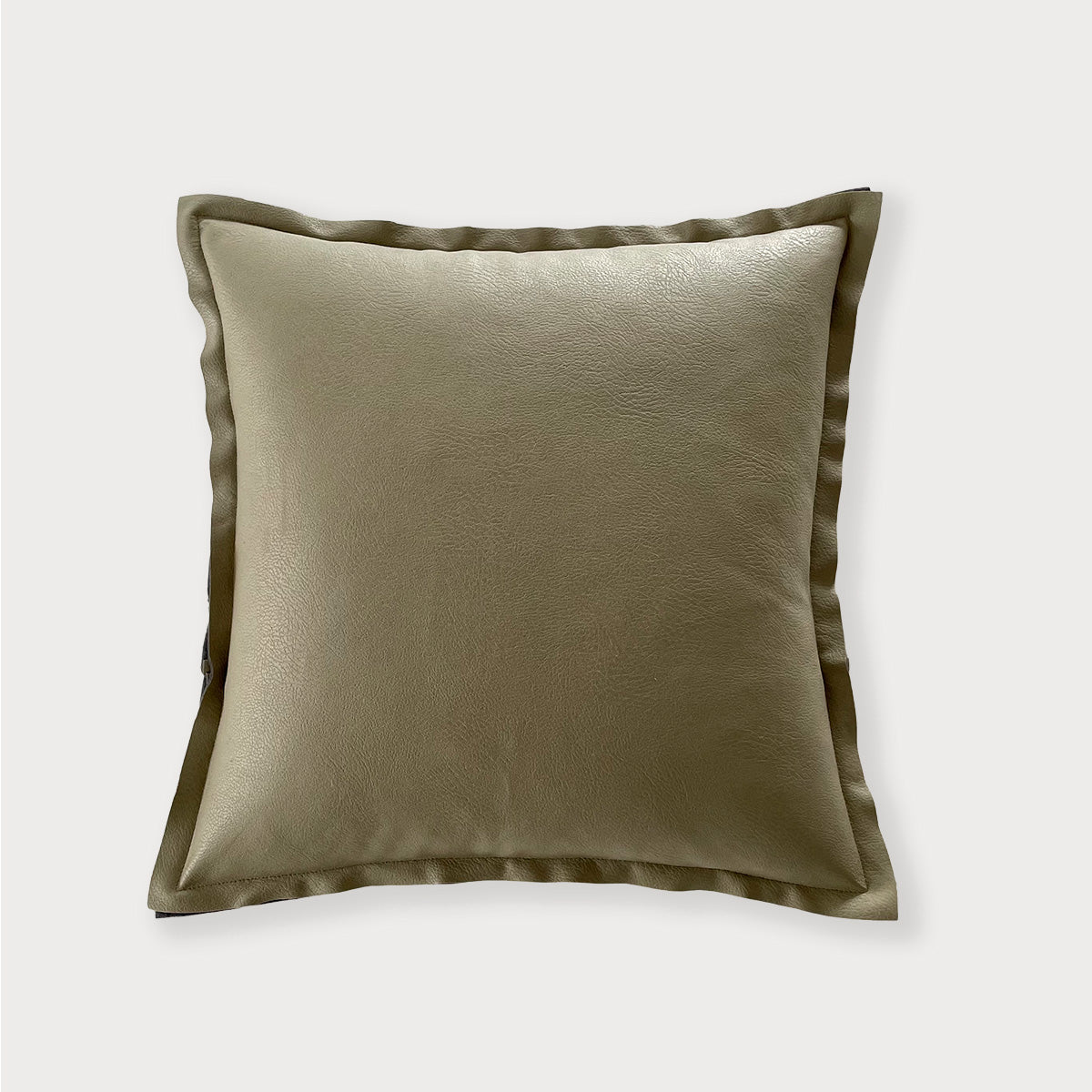 Cojín de cuero reciclado verde militar 60 x 60 cm con relleno incluido