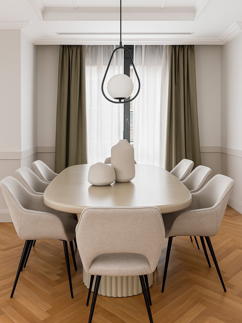 Lámpara de techo con estructura negra.