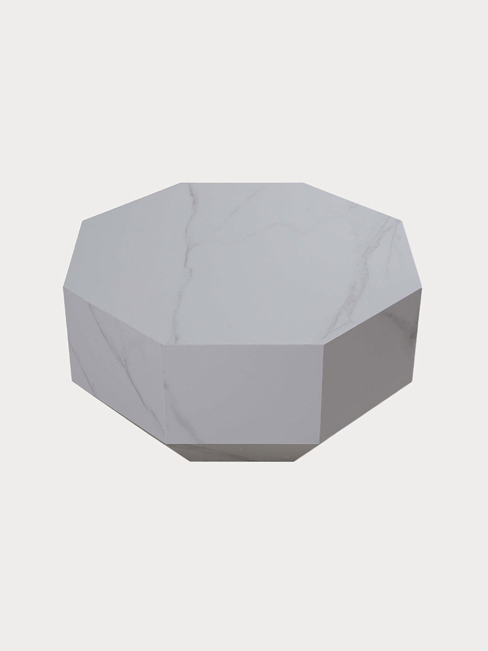 Mesa de centro de mármol en forma octagonal.