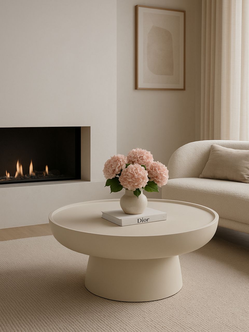 Mesa de centro redonda de microcemento