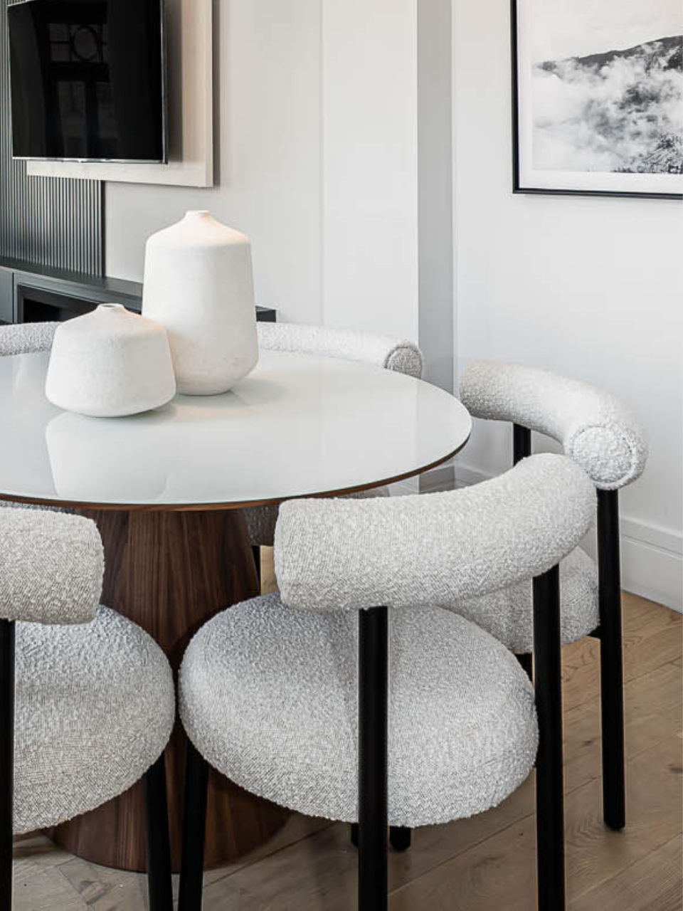 Pack de 2 sillas tapizadas en tejido borreguillo bouclé