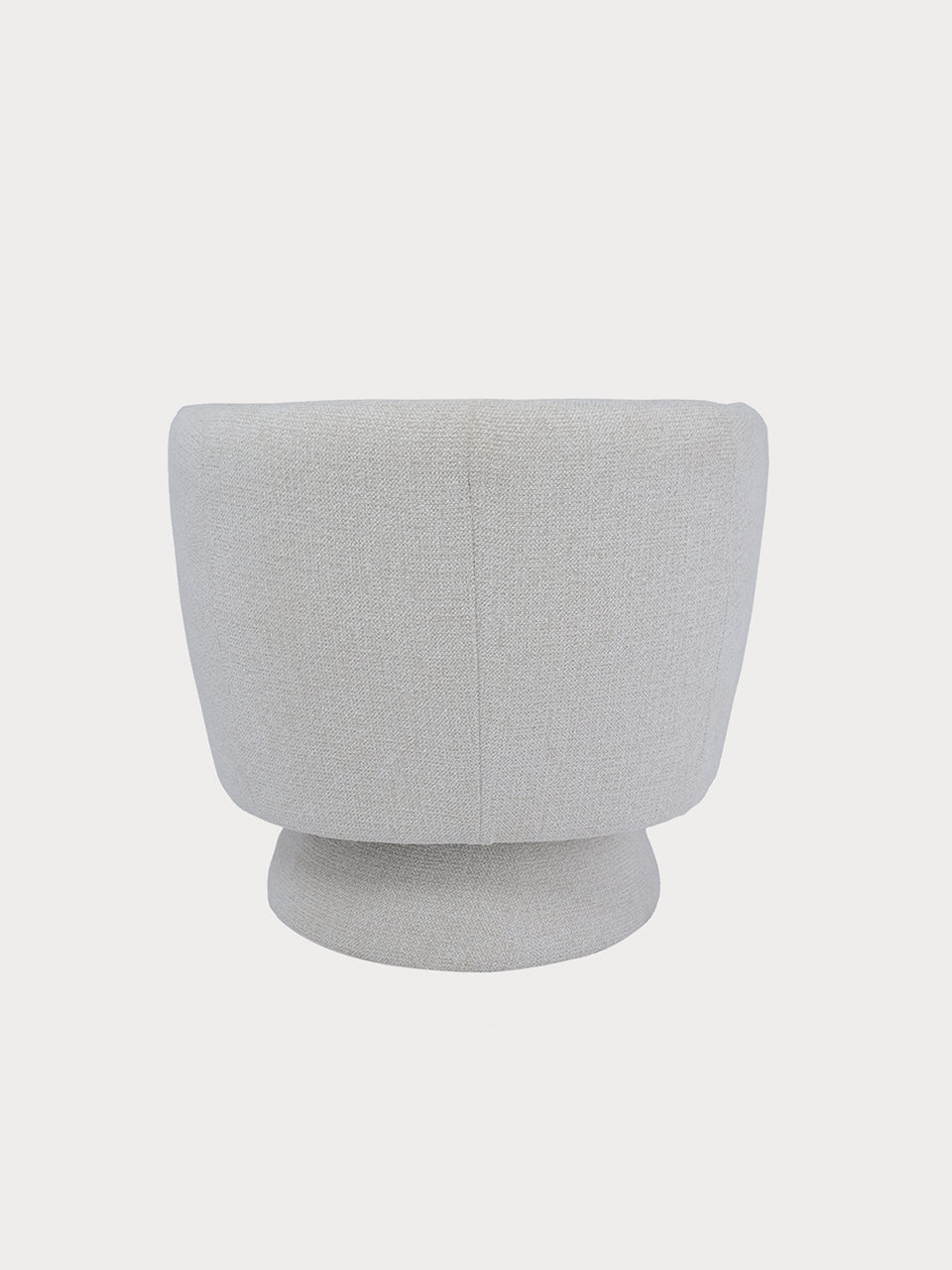 Sillón contemporáneo de tejido chenilla en posición tasera.