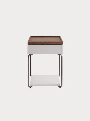 Mesa auxiliar de madera de nogal en color blanco