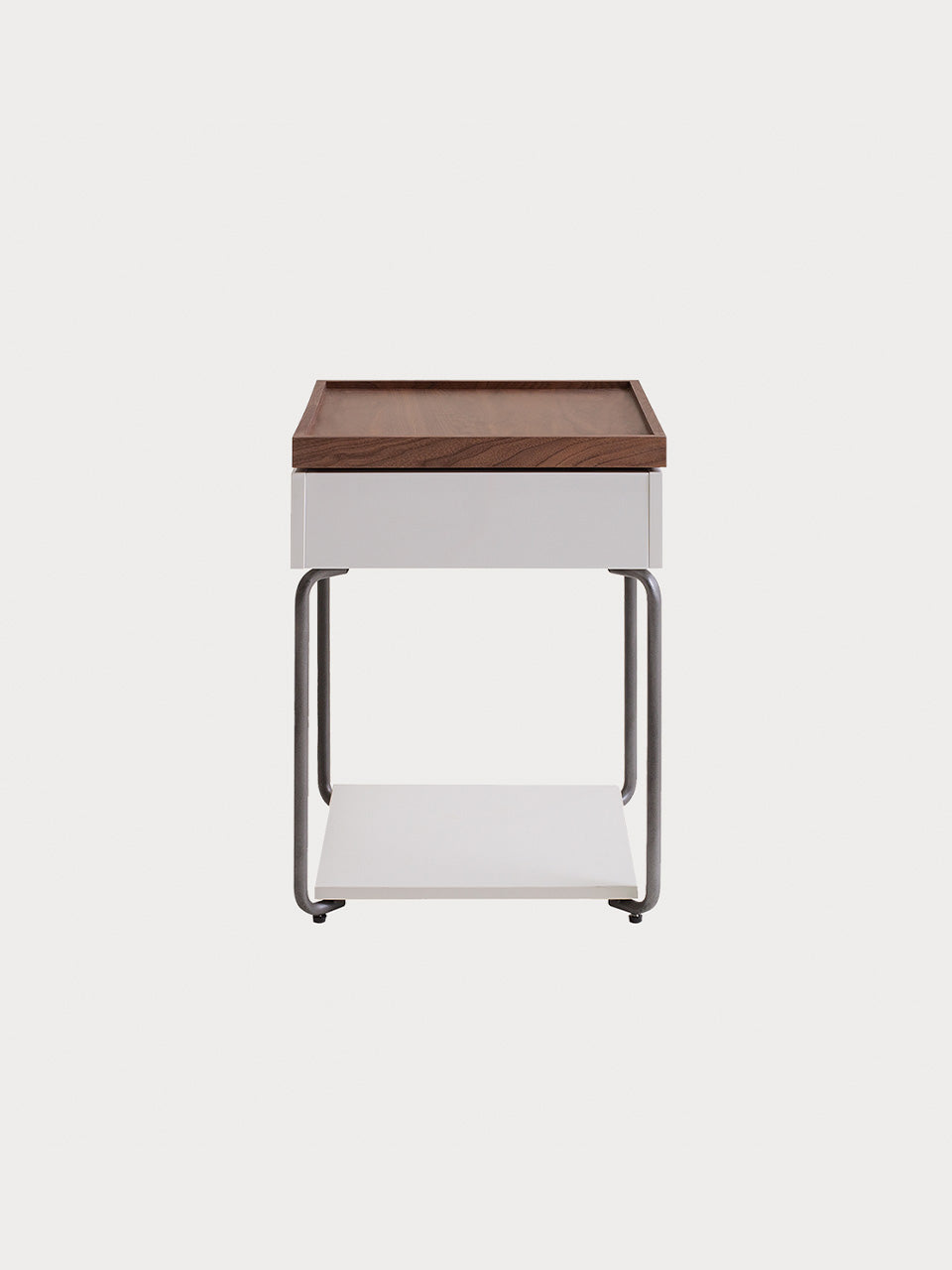 Mesa auxiliar de madera de nogal en color blanco