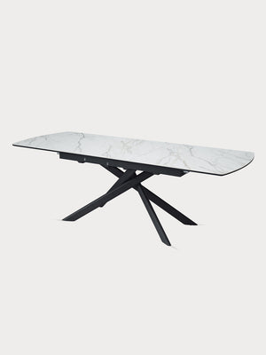 Mesa de comedor de cerámica efecto mármol, extensible 180 - 180 cm