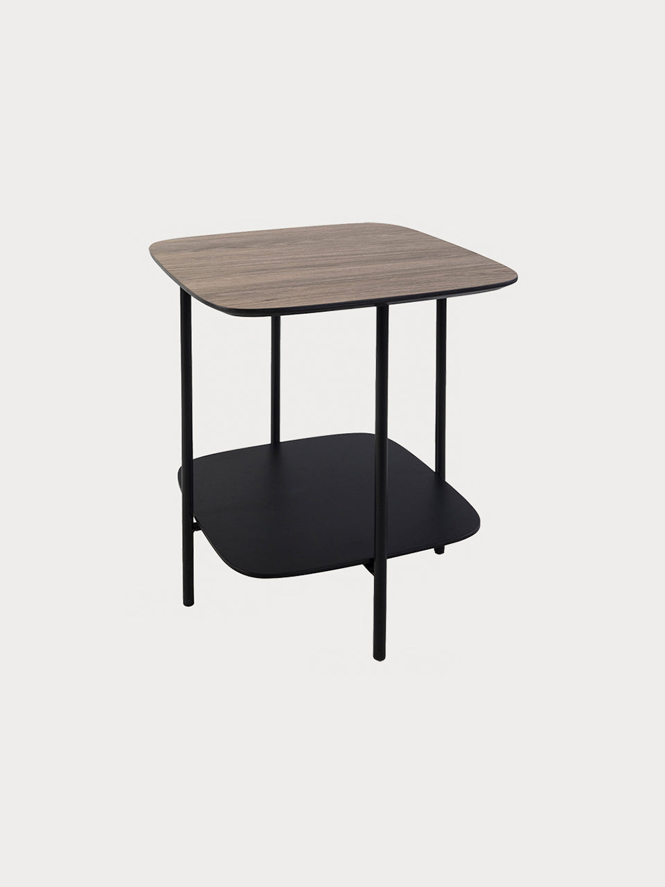 Mesa de noche de madera y acero foto de producto