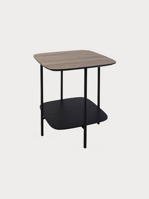 Mesa de noche de madera y acero foto de producto