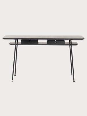 Mesa de escritorio moderna con patas metálicas oscuras