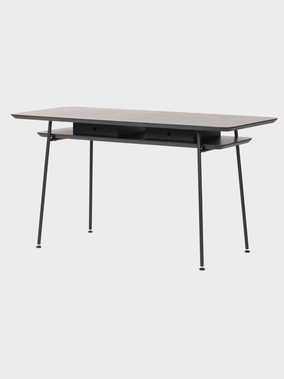 Mesa de escritorio moderna con patas metálicas oscuras