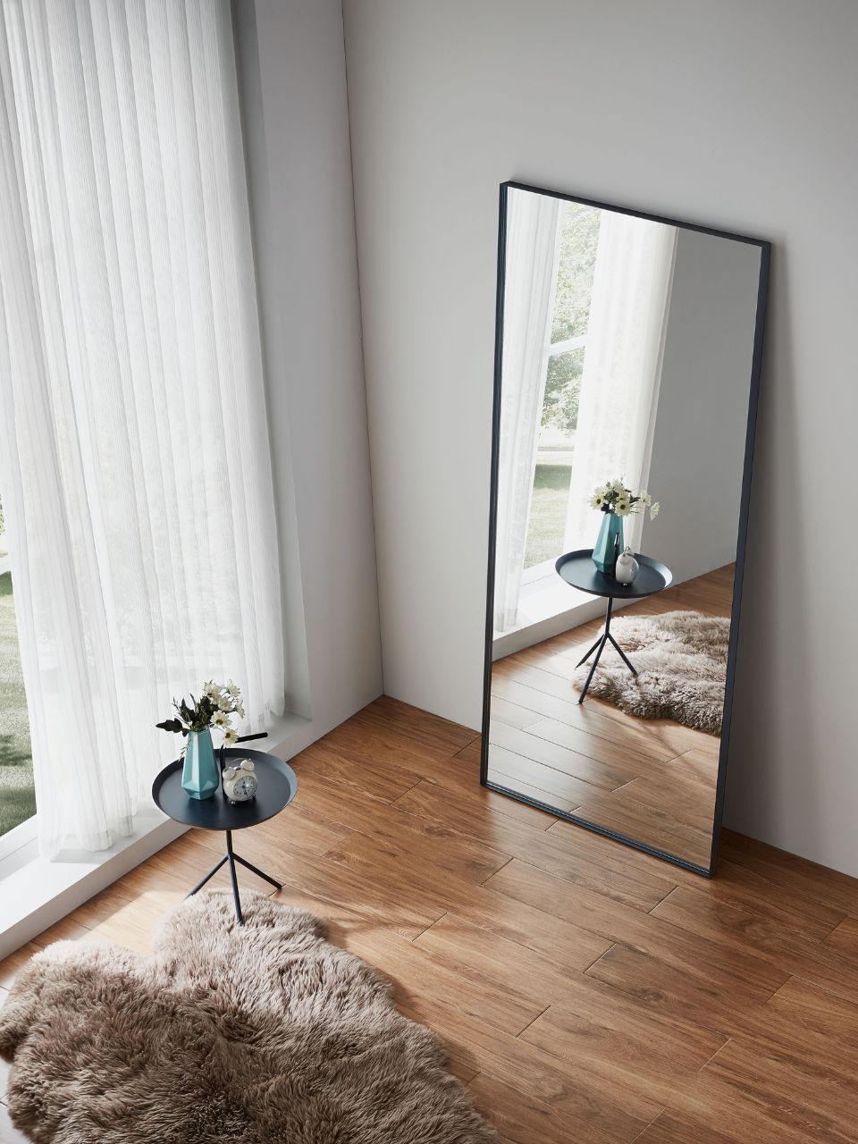 Espejo rectangular negro (150 x 50 cm)