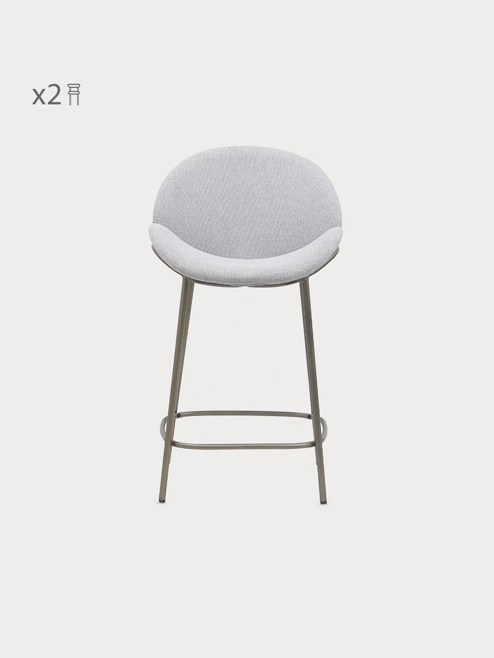 taburete tapizado en color blanco con 65cm de alto