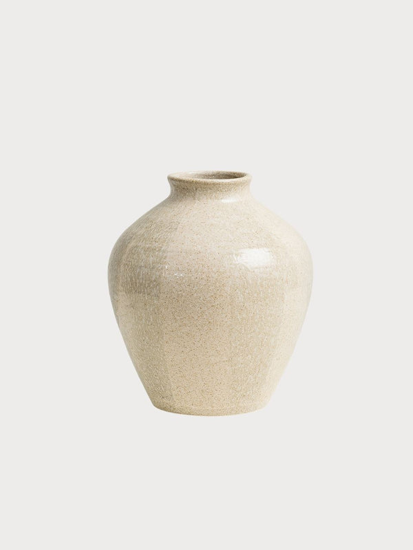 Jarrón Bosa de cerámica beige redondeado, decoración mediterránea