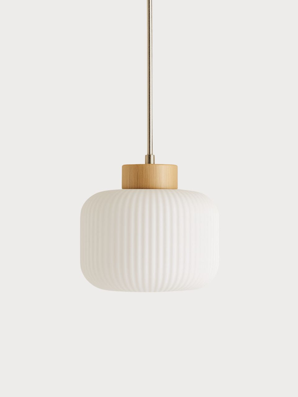 Lámpara de techo de madera y pantalla de cristal con relieve.