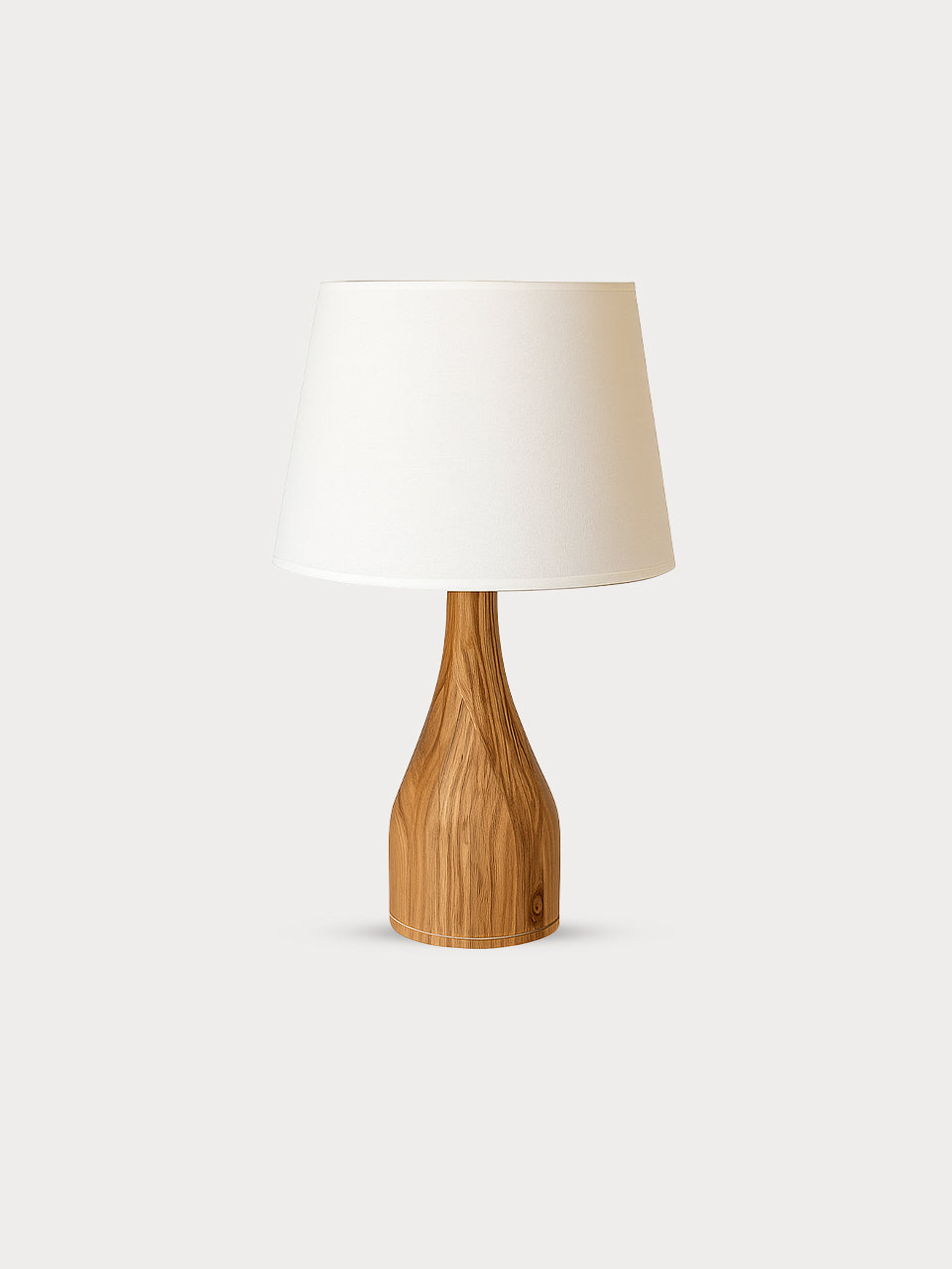 Lámpara de mesa con base de madera y tela beige
