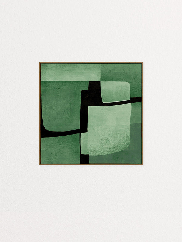 Cuadro Georges geométrico en tonos verdes 80x80