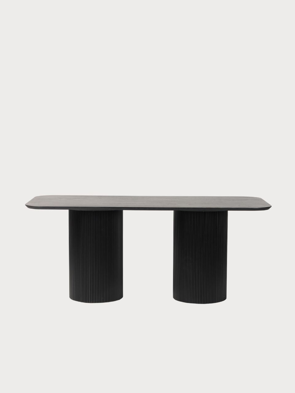 Mesa de comedor rectangular acanalada de madera