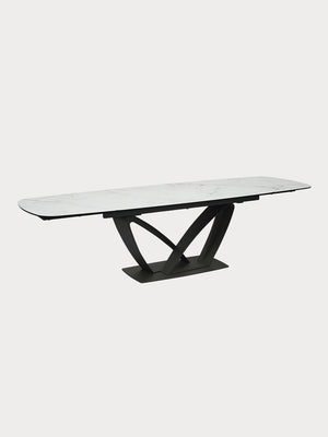 Mesa de comedor de cerámica blanca, extensible 190 - 290 cm