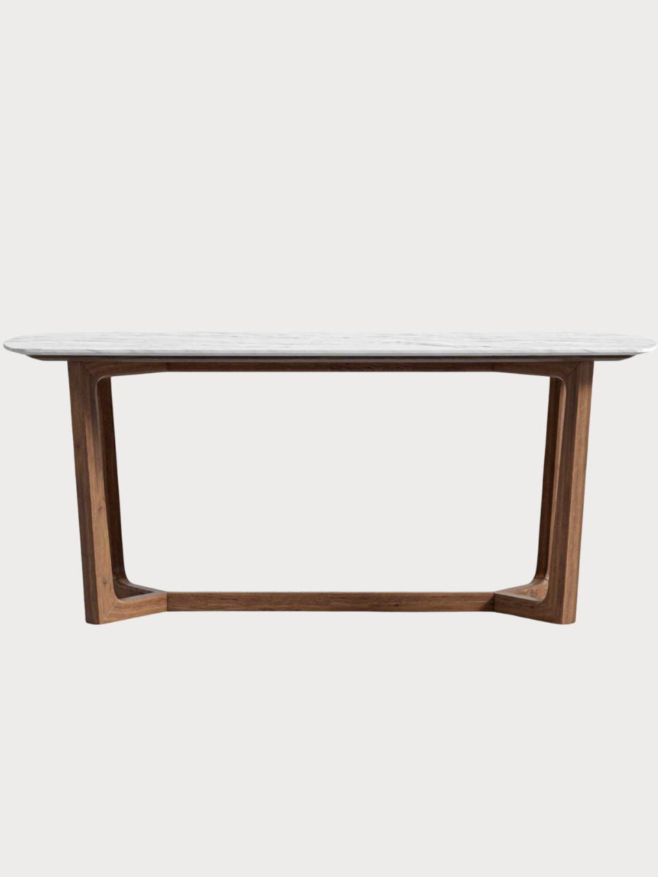 Mesa de comedor de cerámica blanca y madera