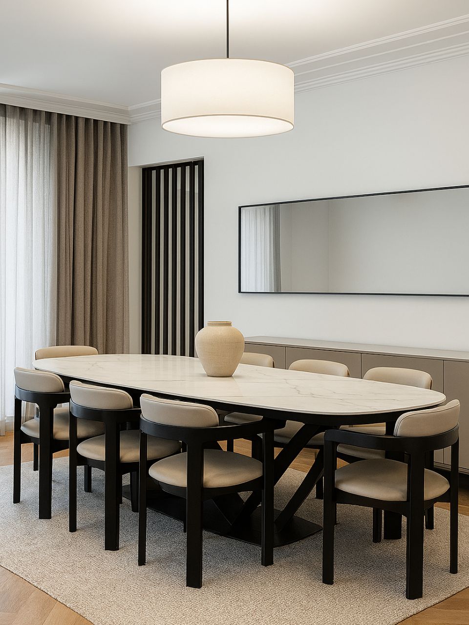 Mesa de comedor de cerámica extensible