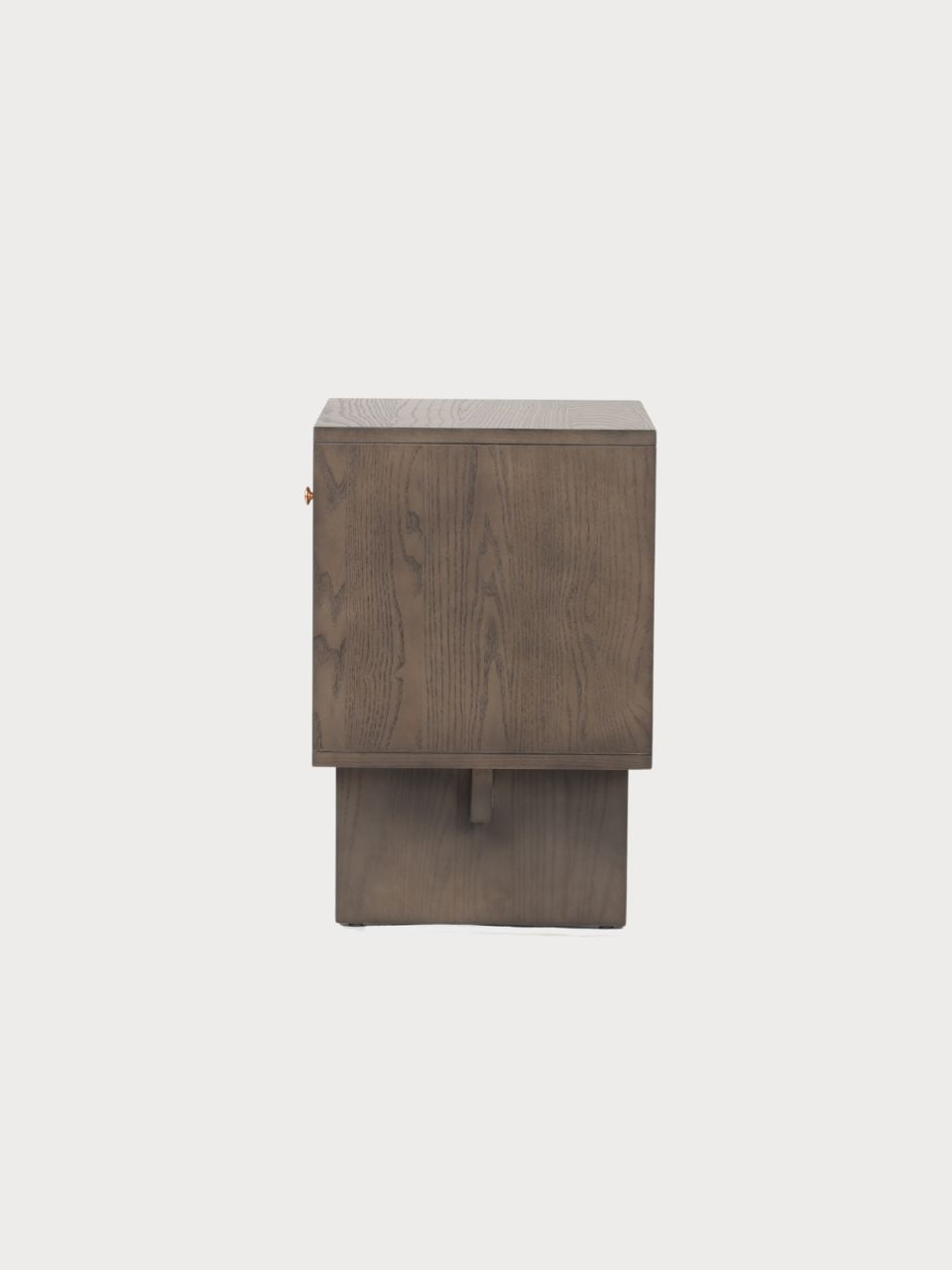 Mesita de noche de madera marrón oscuro con 1 cajón
