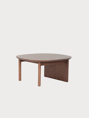 Mesa de centro redonda con tablero de madera