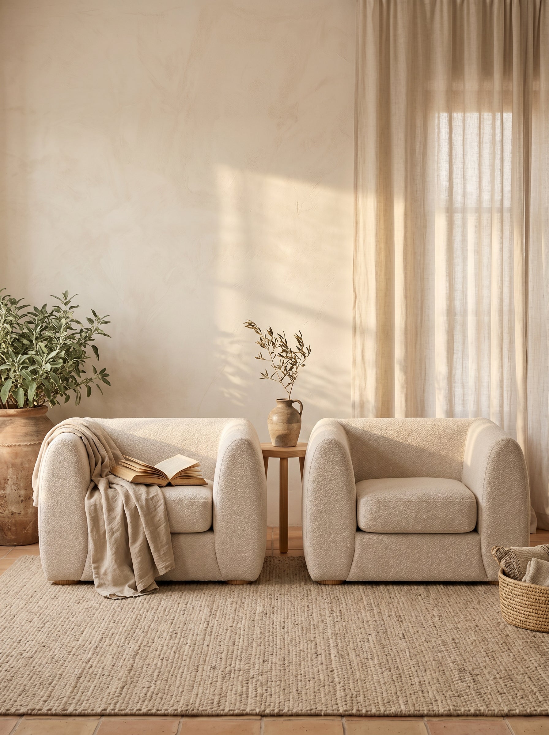 Pack 2 sillones CLAIRE nórdicos en tela beige