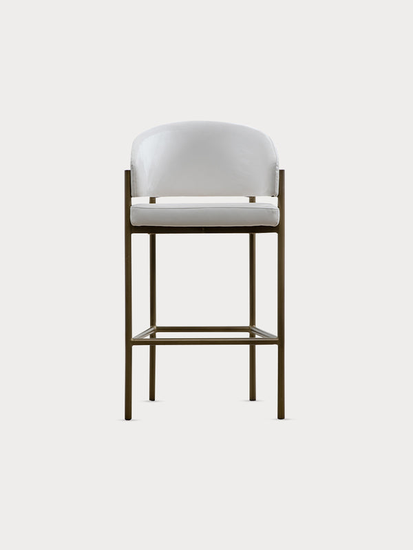 Taburete alto Ingrid en piel ante con estructura de metal, 66 cm
